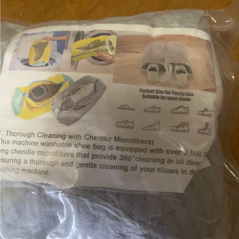 Chenille Microfiber Shoe Cleaning Bag - Gray